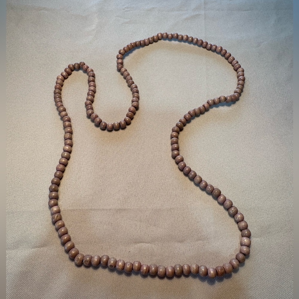 Tan tribal boho extra long Beaded Necklace lightweight hippie light brown
